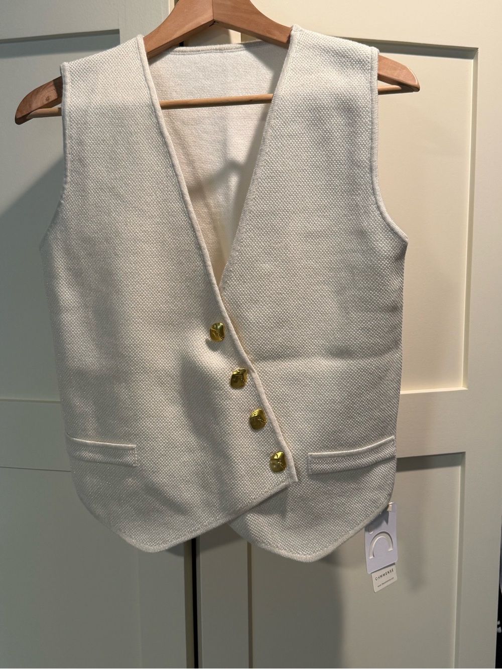 Commense Cream Women’s Vest with Gold Buttons
